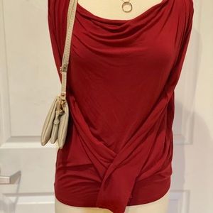 Red Drape Neck Top
